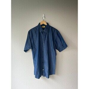 Richfresh Men's Blue Chambray Short Sleeve Shirt XL Designer Royal Trending N42